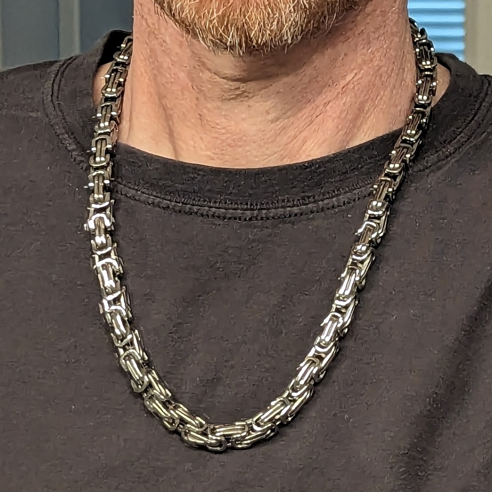 22in Men's Stainless steel Byzantine link necklace